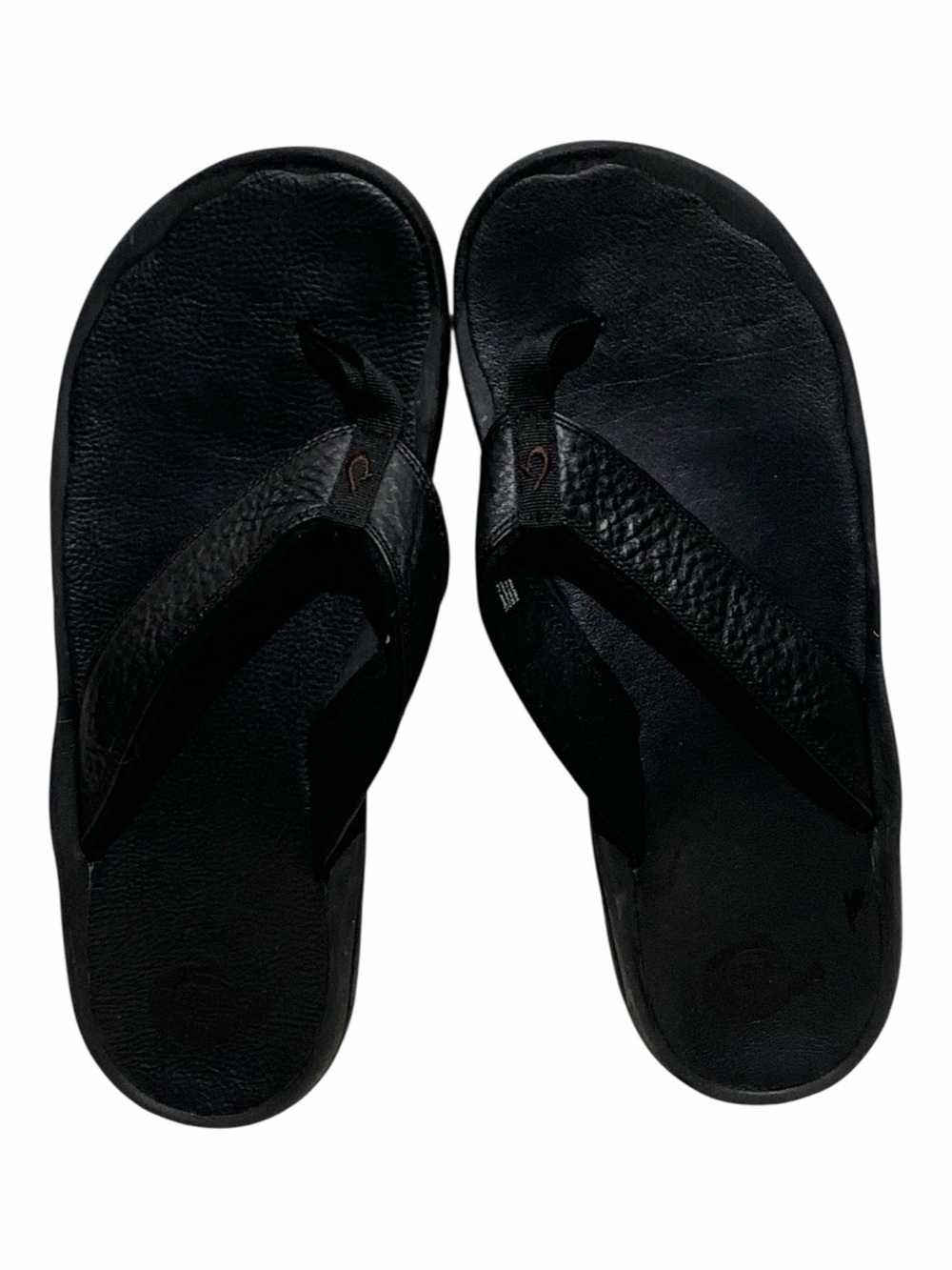 Olukai Black Leather Ohana Flip Flop/Slipper/Sandals sz 16 - Picture 2 of 4